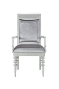 Maverick Fabric & Platinum Finish Arm Chair Set Of 2 Silver Fabric,Synthetic Wood
