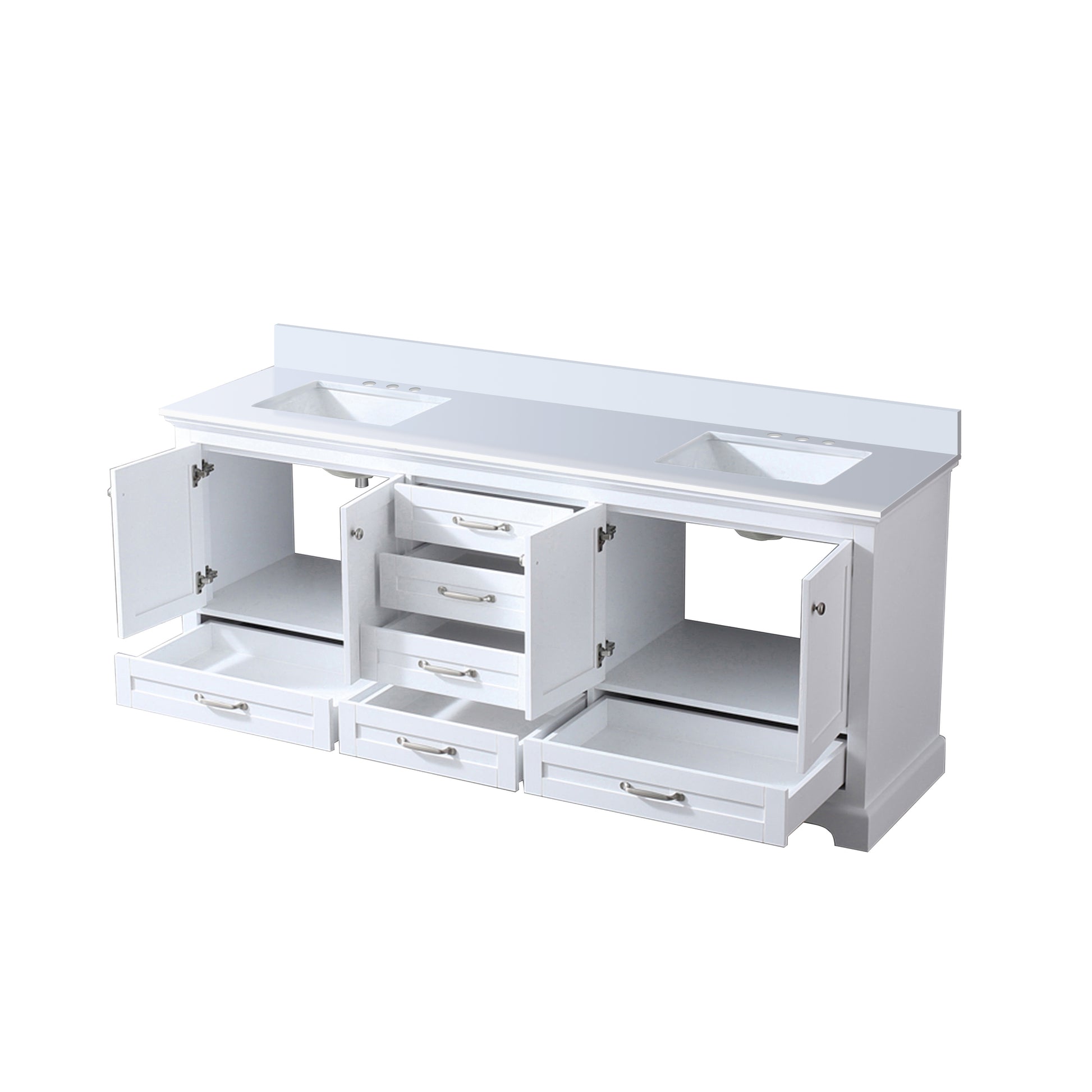 White Double Bath Vanity 80 In. W X 22 In. D, With Cultured Marble Top White Plywood Wood