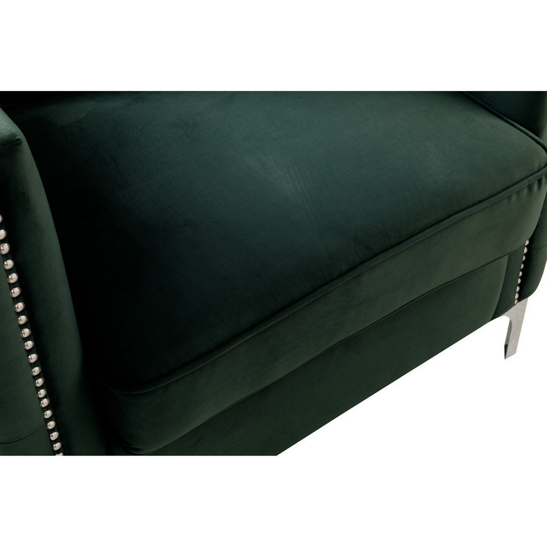 Zion 73 Inch Modern Accent Sofa, Deep Button Tufted Sides, Green Velvet Green Wood Fabric 3 Seat