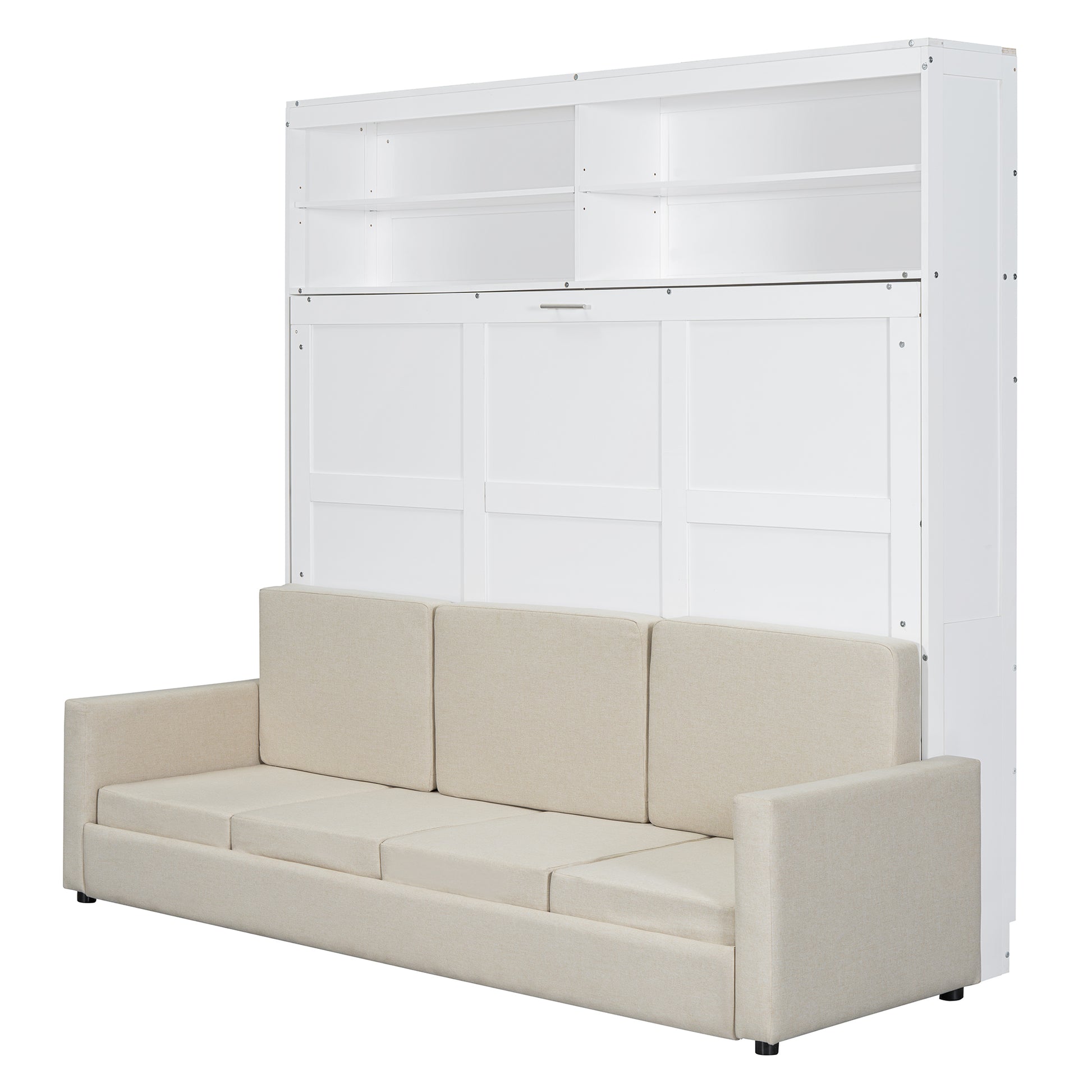 Queen Size Murphy Bed Wall Bed With Sofa,White Queen White Mdf Lvl