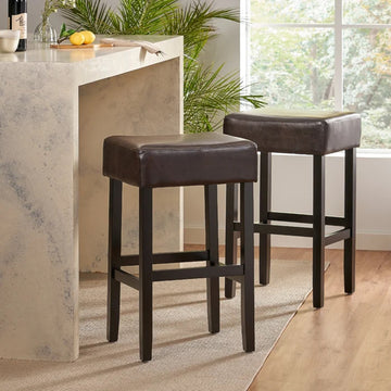 Old Sku: 74504.00 Set Of 2, 30" Backless Leather Counter Height Barstool Brown Set Of 2 Leather