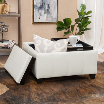 Mansfield Ottoman Ivory Pu