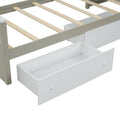 L Shaped Space Saving Twin Loft And Twin Platform Bed With 7 Drawers And Full Guardrails White Light Brown Twin Brown White Solid Wood