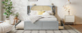 Queen Size Rattan Headboard Bed With Two Drawers And Trundle, Gray Queen Gray Solid Wood Mdf