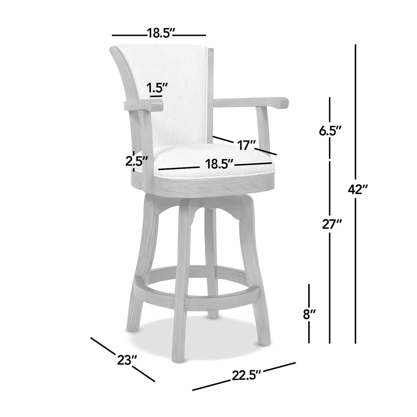 Williams 27In Swivel Counter Height Bar Stool, Natural White Linen White Foam Linen