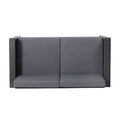 Acacia Wood Outdoor Loveseat And Coffee Table Set With Cushions, Dark Gray Yes Grey Seats 2 Foam Acacia Wood