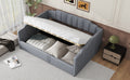 Upholstered Daybed With Underneath Storage,Full Size, Gray Full Gray Upholstered