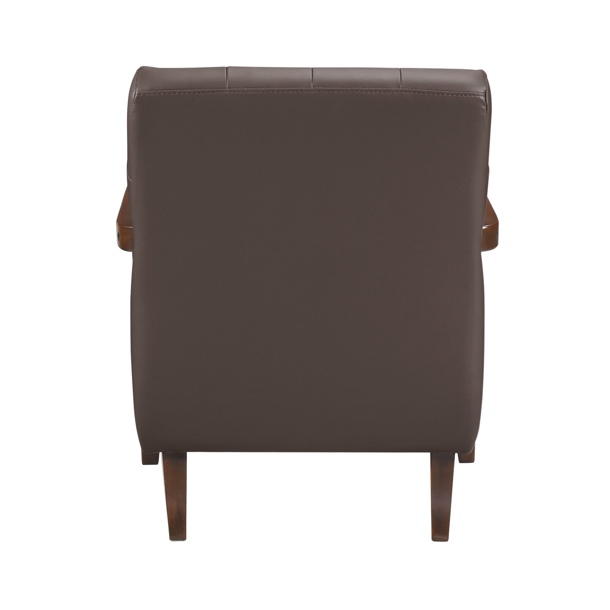 Modern Style Accent Chair Dark Brown Leather Upholstered Tufted Detail Walnut Finish Wood Furniture 1Pc Dark Brown Primary Living Space Contemporary,Modern Plywood