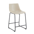 Set Of 2 Vintage Style 24 Inch Armless Industrial Faux Leather Counter Stool With Metal Legs And Footrest For Kitchen Island, Cafe, Pub, Bar Counter, Cream And Black Iron Black Cream Dining Room Powder Coated Foam Wipe Clean Square Vintage Solid Back Set