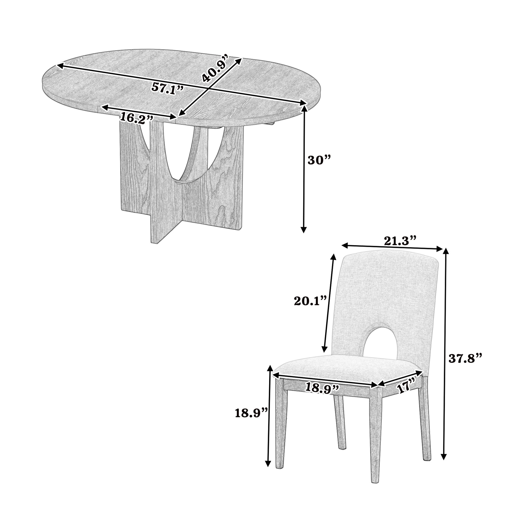 Modern 5 Piece Extendable Round Dining Table Set With 16.2Inch Removable Leaf For Small Places, Espresso Gray Wood Dining Room Solid Wood Rubberwood Round Dining Table With Chair Upholstered Chair Wood Espresso Seats 4 Removable Leaf Contemporary Round