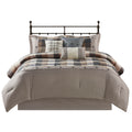 7 Piece Herringbone Comforter Set Neutral Cal King California King Neutral Polyester