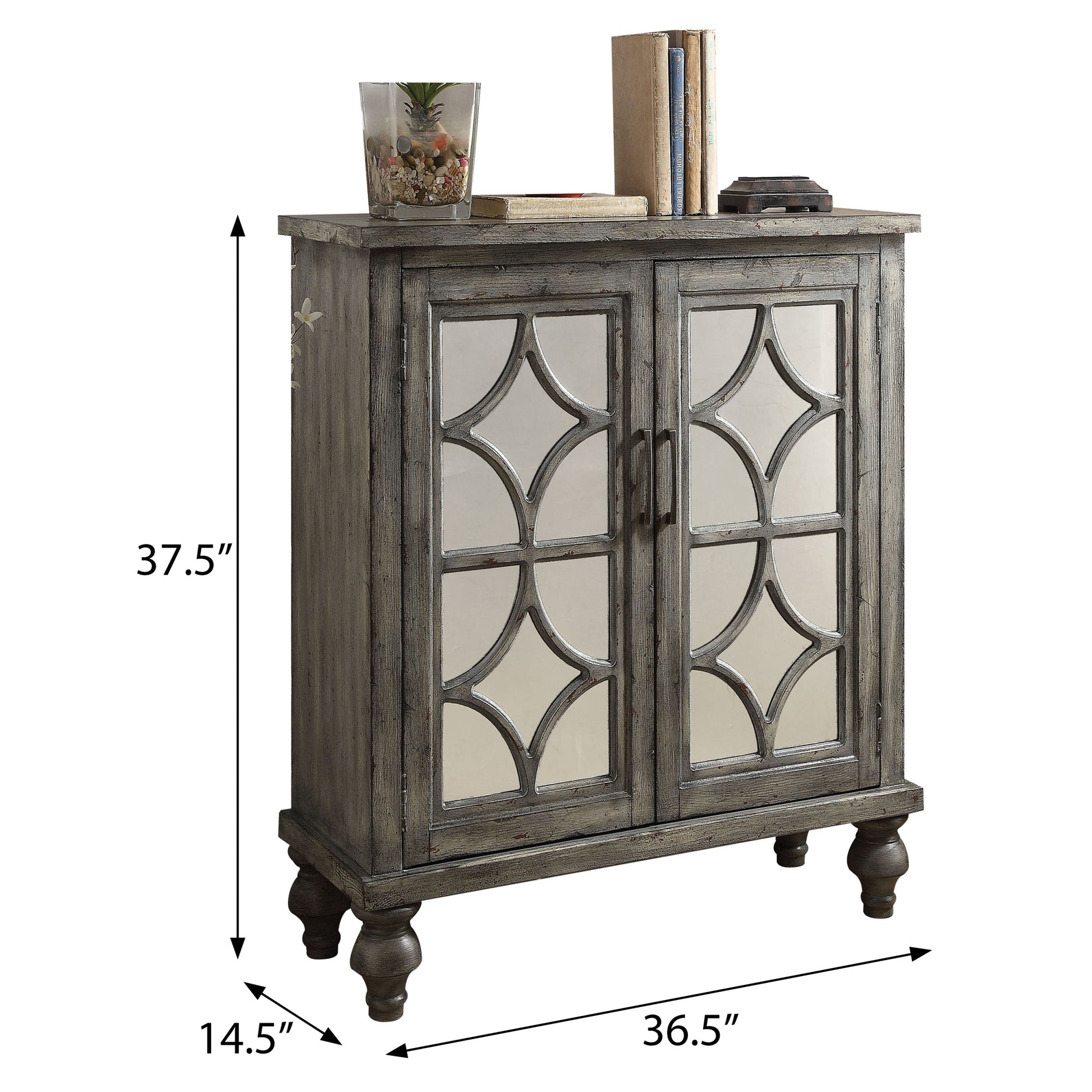 Weathered Grey 2 Door Console Table Grey Primary Living Space Modern Rubberwood Drawers Rectangular Wood