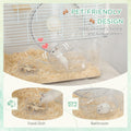 Pawhut Hamster Cage, Transparent Gerbil Cage For Hamsters And Gerbils With Deep Bottom, Wooden Ramp, Hut, Bathroom And Exercise Wheel, 23.25