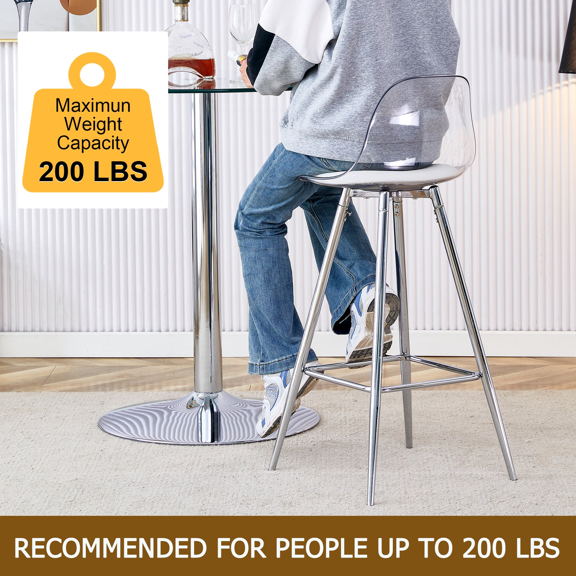 Modern And Comfortable Upholstered Bar Chairs, Metal Legs, Small Size Bar Chairs, Suitable For Part Of The Crowd, Stylish Design For Dining Room, Kitchen, Terrace And Living Room Chairs. White