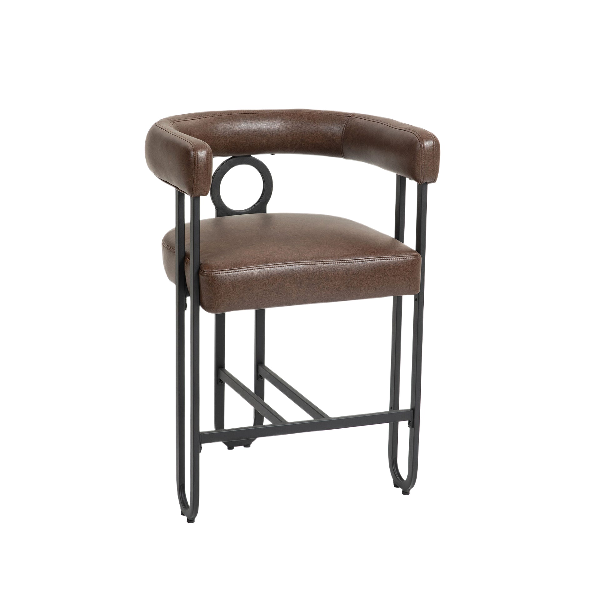 Coolmore Bar Stools Set Of 2, Modern Bar Stool With Back, Black Metal Frames, Upholstered Bar Stools For Kitchen Island, Pub, Club Dark Brown Pu Dark Brown Foam Pu Leather