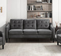 Gray 3Pc Sofa Set Microfiber Upholstered Sofa Loveseat Chair Button Tufted Contoured Arms Solid Wood Frame Casual Living Room Furniture Gray Microfiber Wood Primary Living Space Traditional,Transitional Solid Wood 6 Seat