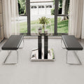 Table And Chair Set, Large Modern Minimalist Rectangular Glass Dining Table Suitable For 6 8 People, Equipped With 0.39 
