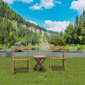 Hips Material Outdoor Bistro Set Foldable Small Table And Chair Set With 2 Chairs And Rectangular Table, Teak Teak Hdpe