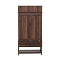 Hall Tree With 6 Hooks And Hinged Lid, Coat Hanger, Entryway Bench, Storage Bench, 3 In 1 Design, 69Inch, For Entrance, Hallway Brown Mdf