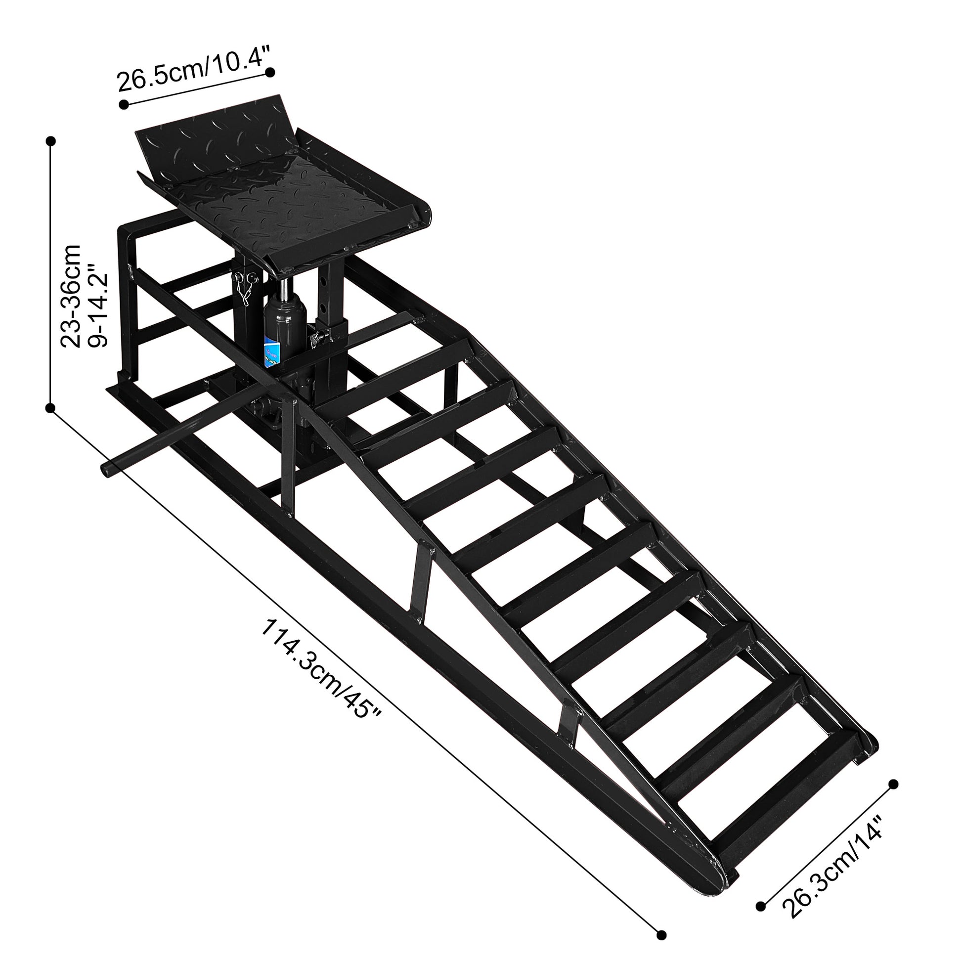 Hydraulic Car Ramps, 2 Pack Car Ramp High Lift, 11000Lbs Automotive Truck Cars Service Ramps, Low Profile Oil Change Ramps With Support Jack For Car Truck Trailer Garage Repair Black Black