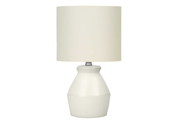 Lighting, 17"H, Table Lamp, Cream Ceramic, Ivory Cream Shade, Modern Cream Ceramic