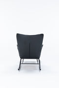 Rocking Chair, Glider Chair,Rocking Accent Chair With Lumbar Pillow And Ottoman For Nursery Living Room Bedroom Black Pu