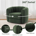 Swivel Accent Chair For Living Room, Sofa Chairs With Wood Base Side, Comfy Swivel Accent Chair With Wide Upholstered, For Living Room Green Dark Green Teddy