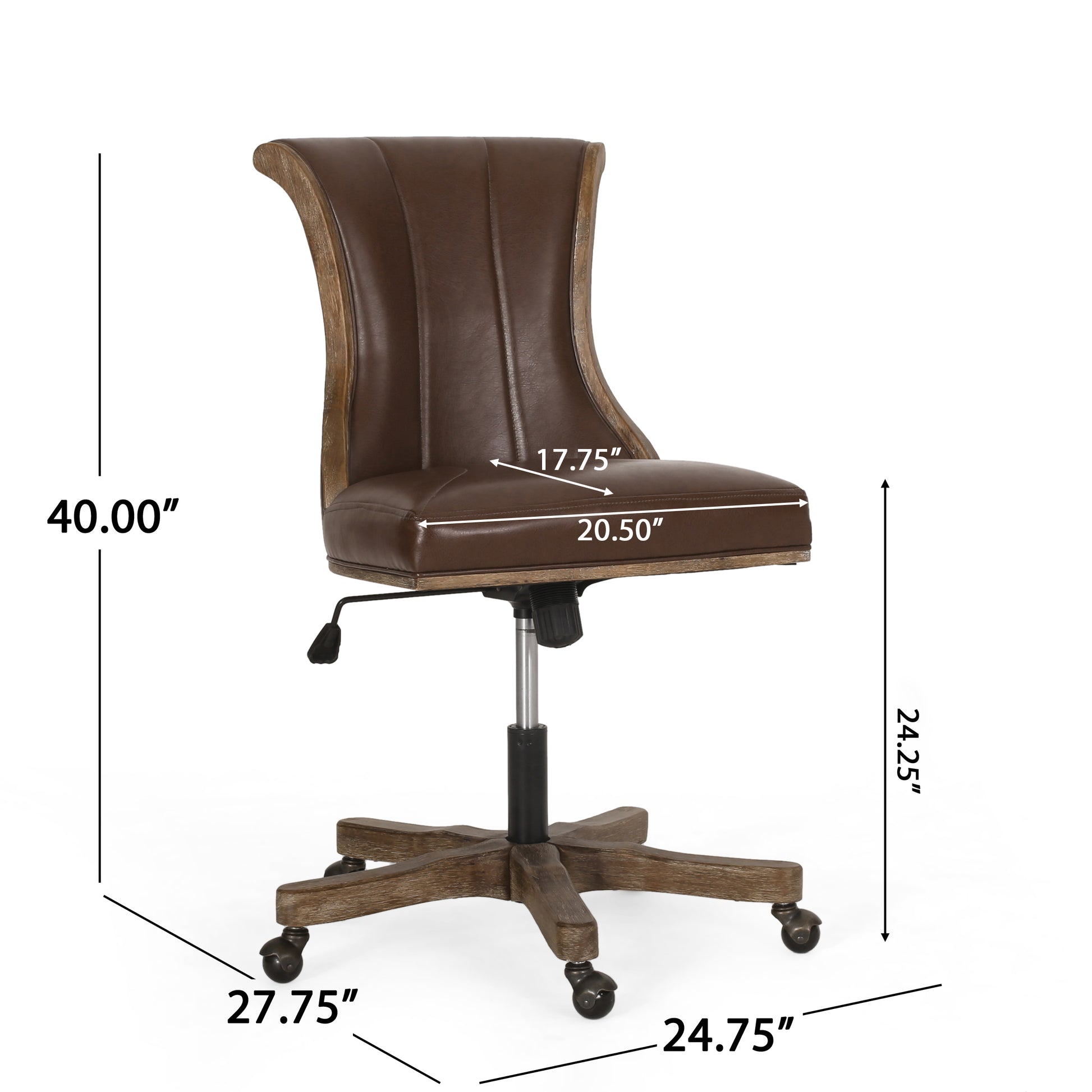 Swivel&Lift Office Chair Brown Neutral Pu