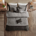 7 Piece Faux Suede Comforter Set Grey Queen Queen Grey Polyester