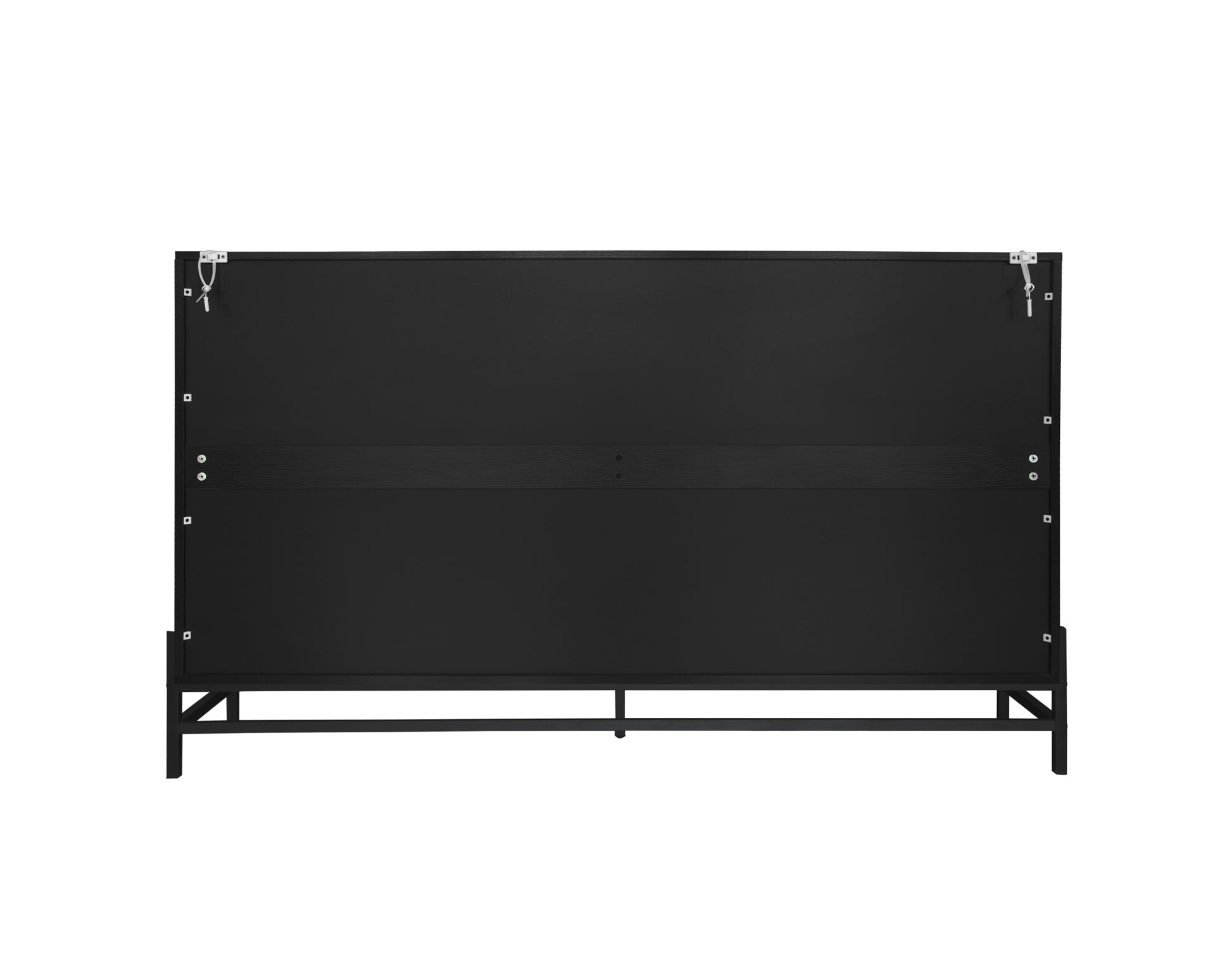 Carved 4 Door Sideboard ,Sideboard Buffet Cabinet With Storage ,Storage Cabinet With Adjustable Shelf For Living Room,Bedroom ,Diningroom Black Modern Mdf