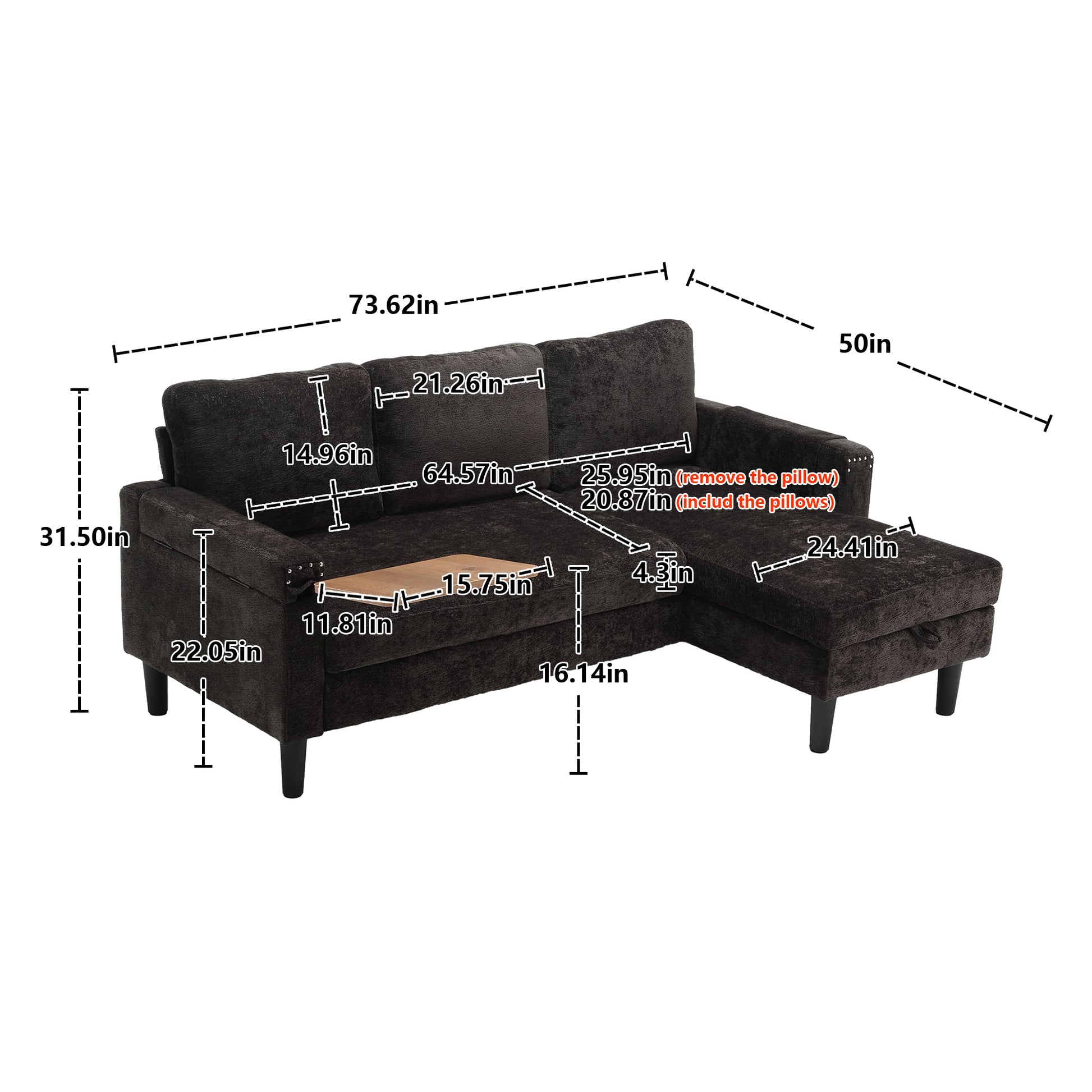 United Sectional Sofa Reversible Sectional Sleeper Sectional Sofa With Storage Chaise Black Chenille