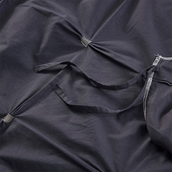 3 Piece Elastic Embroidered Cotton Duvet Cover Set Queen Dark Navy Cotton