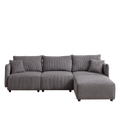Multi Module Combination Style Sofa For Living Room, Bedroom And Other Lounge Spaces, Modern Minimalist Corduroy Combination Sofa With 2 Comfort Cushions With Usb & C Charging Ports,Gray,Two Sets Gray Foam Fabric 8 Seat