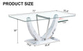 A Modern And Simple Rectangular Glass Table, Equipped With A 0.39 Inch Tempered Glass Table And Medium Density Board Legs, And Stainless Steel Support Shelves. Used In The Kitchen, Dining Room F 907 White Glass