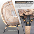 2 Pieces Patio Pe Wicker Egg Chair Model 2 With Natural Color Rattan Beige Cushion Yes Natural Foam Steel