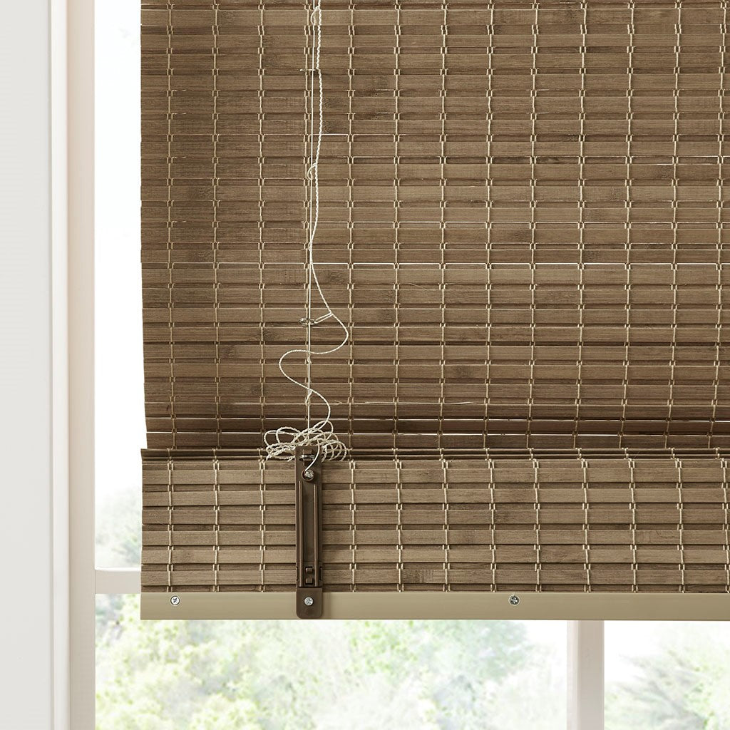 Bamboo Light Filtering Roman Shade 64"L Natural Ash Bamboo