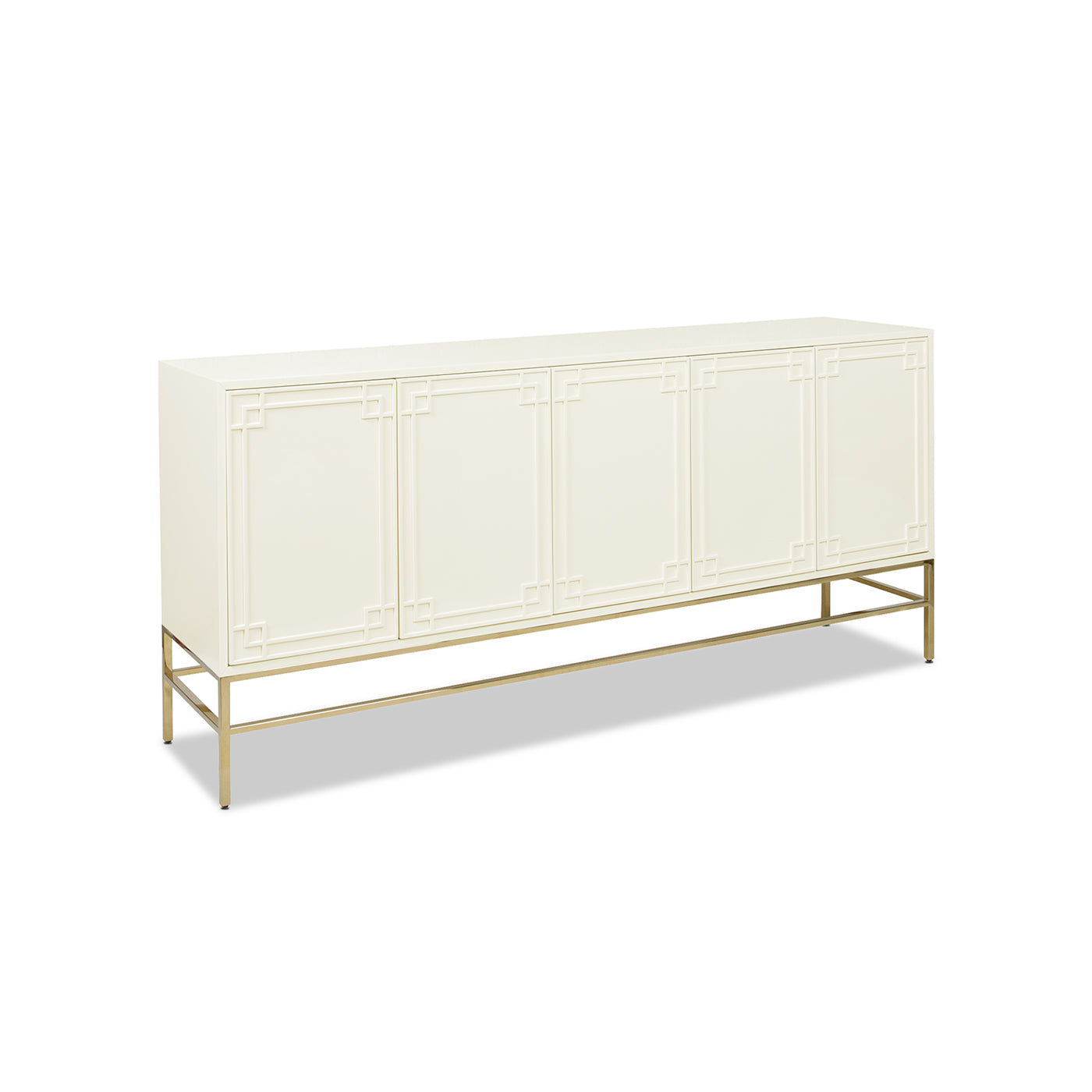 Gemini 79" Sideboard Storage Buffet, White Lacquer Birchwood White Solid Wood Mdf Solid Wood Mdf