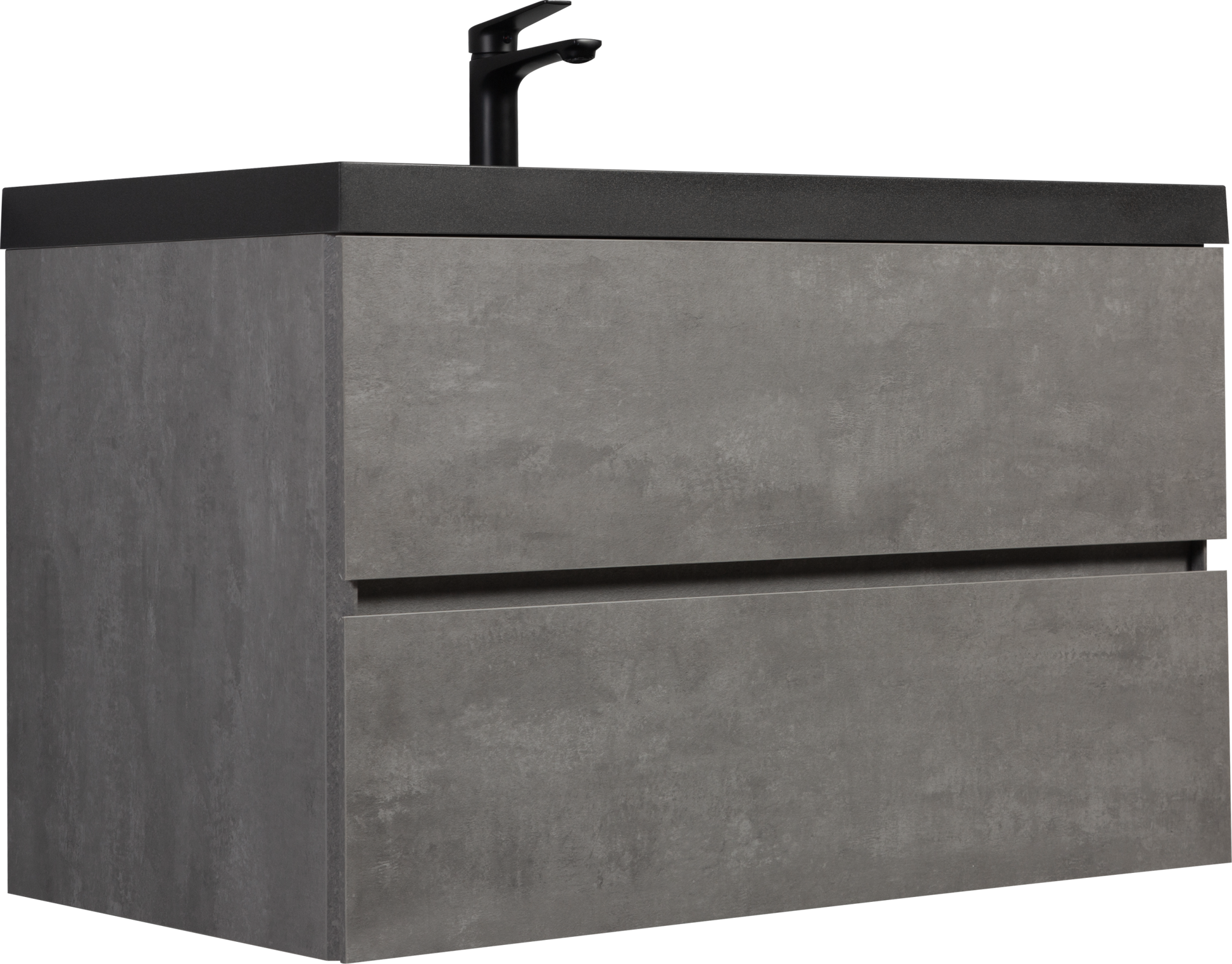 36" Floating Bathroom Vanity With Sink, Modern Wall Mounted Bathroom Storage Vanity Cabinet With Black Quartz Sand Top Basin And Soft Close Drawers, Grey 24V12 36Gr 2 Grey Plywood