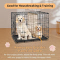 36 Inch Folding Metal Wire Dog Crate, Durable, Foldable, Collapsible Double Door Dog Crate With Removable Leak Proof Pan, Portable Dogs Crate With Divider, Black Black Iron