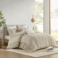 3 Piece Striped Cotton Duvet Cover Set Queen Multicolor Cotton