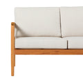 Contemporary Cushioned Eucalyptus Wood Patio Loveseat Natural Natural Eucalyptus Eucalyptus