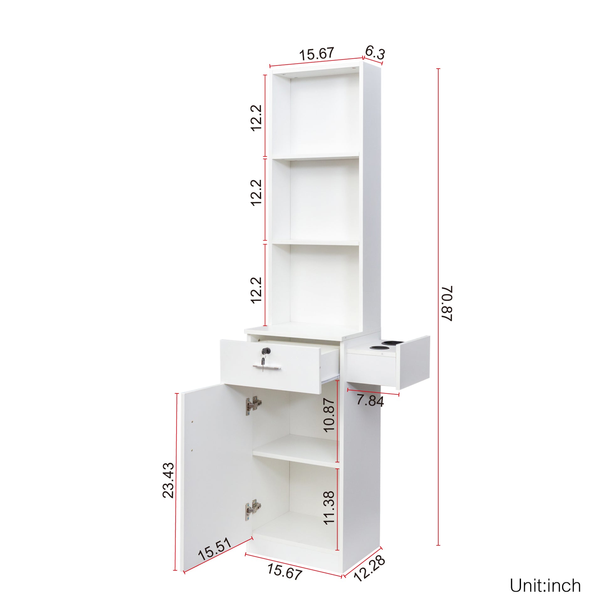 White Modern Simple Hair Desk, Multi Layer Storage, Large Storage Space White Mdf