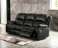 Zuriel Motion Sofa, Black Synthetic Leather Lv52285 Black Upholstered 3 Seat