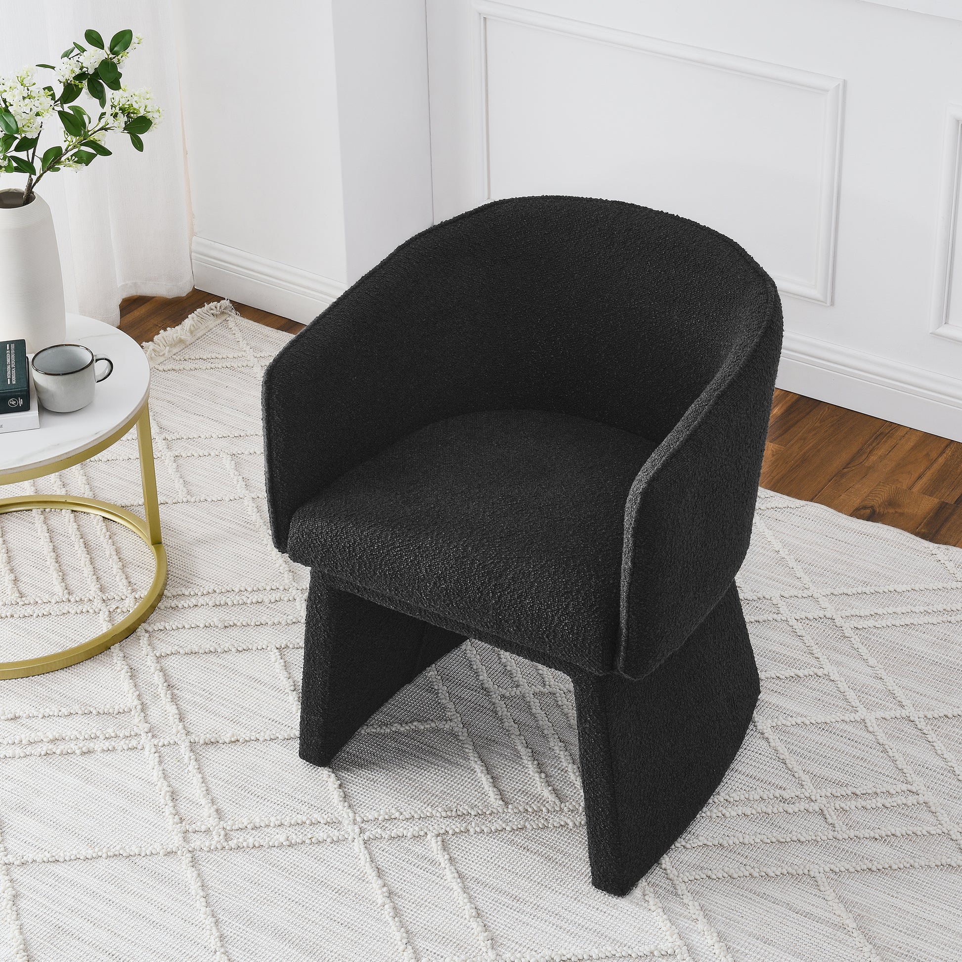 Modern Style Simple And Elegant Chair, Black Leisure Chair, Suitable For Dining Bedroom Living Room Reception Desk Assembly Required Black Black Foam