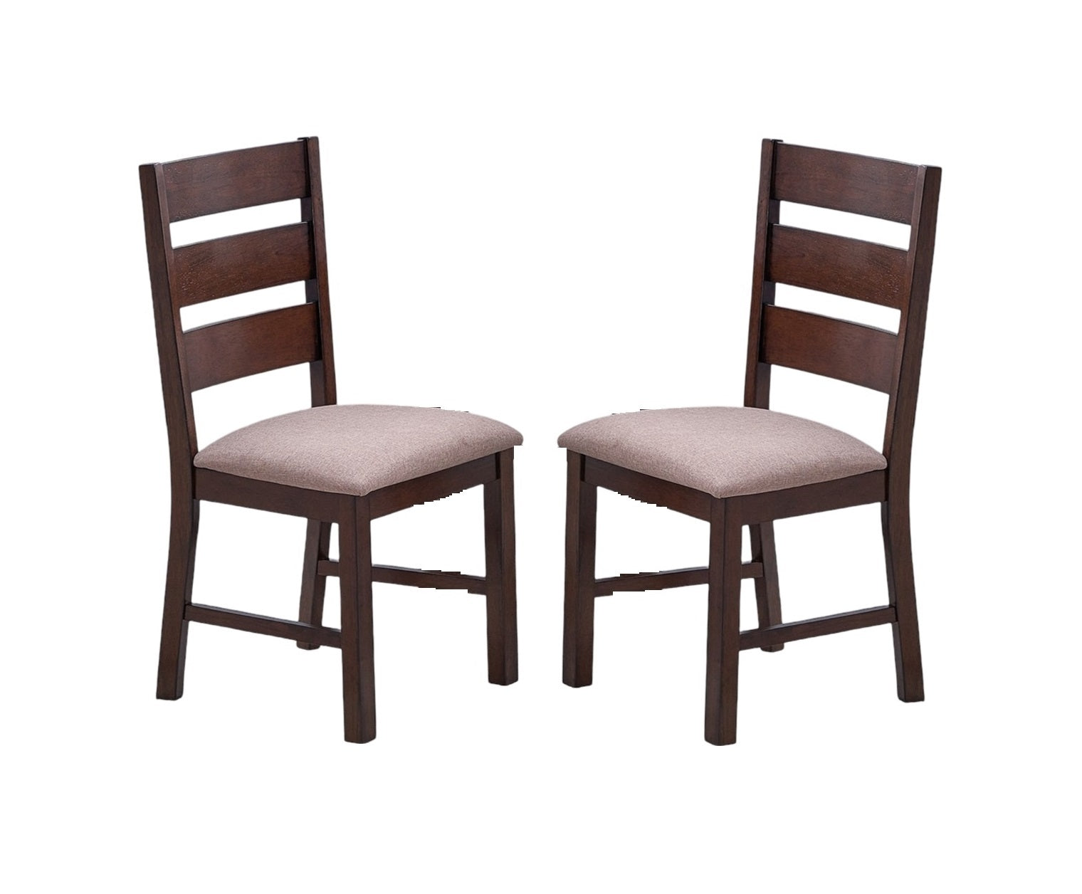 Contemporary Antique Cherry Set Of 2Pc Dining Chairs Solid Wood Ladder Back Fabric Cushion Seat Chairs Dining Room Furniture Cherry Dining Room Foam Classic,Contemporary,Modern Dining Chairs Rubberwood Ladder Back Set Of 2 Solid Wood