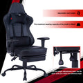 Game Chair, Ergonomiy Designed Computer Chair With Headrest And 2D Armrests, Waist Pillow Electronic Lounge Chair With Vibration Massage Function, Competitive Chair Iron Black Cotton Leather