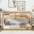 Solid Wooden, Solid Rubber Wooden Twin Over Twin Loft Bed With Ladder, With Bed Platform Of Strengthened Slatsnatural Twin Natural Rubber Wood