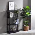 Black Bookshelf With 4 Shelf 4 Black Etagere Horizontal Primary Living Space Wood Open Back Rustic Wood Metal