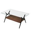 Rectangle Coffee Table With Tempered Glass Top And Black Metal Legs, Modern Table For Living Roomtransparent Glass Transparent Tempered Glass