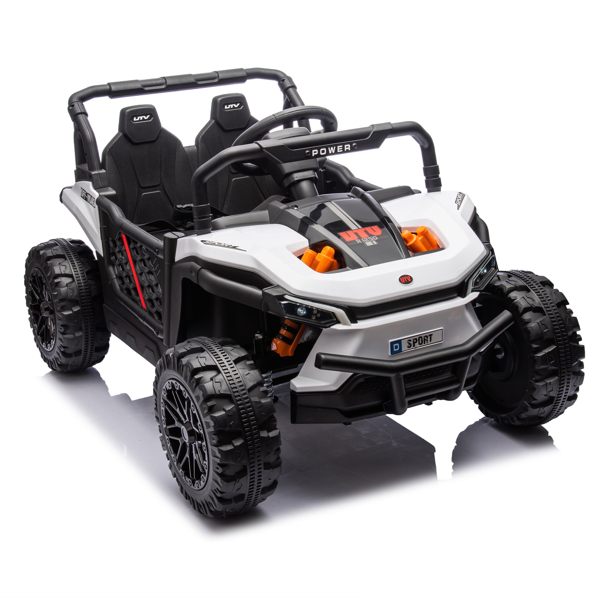 24V Kids Ride On Utv,Electric Toy For Kids W Parents Remote Control,Four Wheel Suspension,Low Start,Adjustable Speed,Multimedia Player,Early Education,Bluetooth,Rear Storage Space For Kids Aged 3 . White 50 99 Lbs Polypropylene